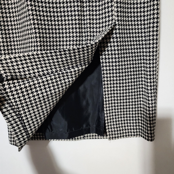 Vintage recycled wool houndstooth black and white checkered long skirt - Picture 4 of 8